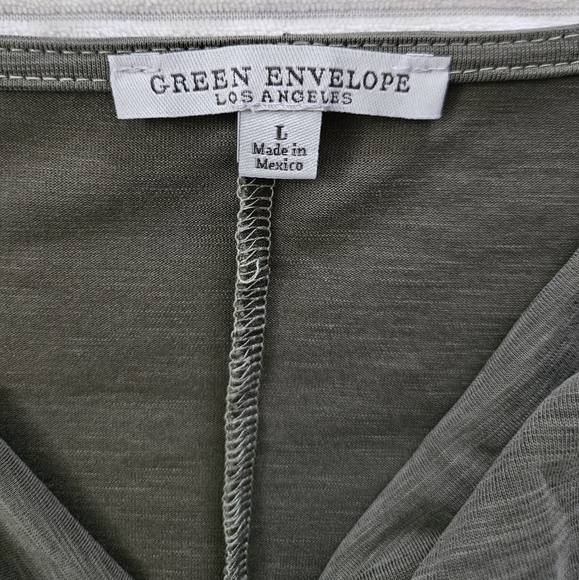 Green Envelope Elegant Olive Green Women's Top Size L - Picture 3 of 6